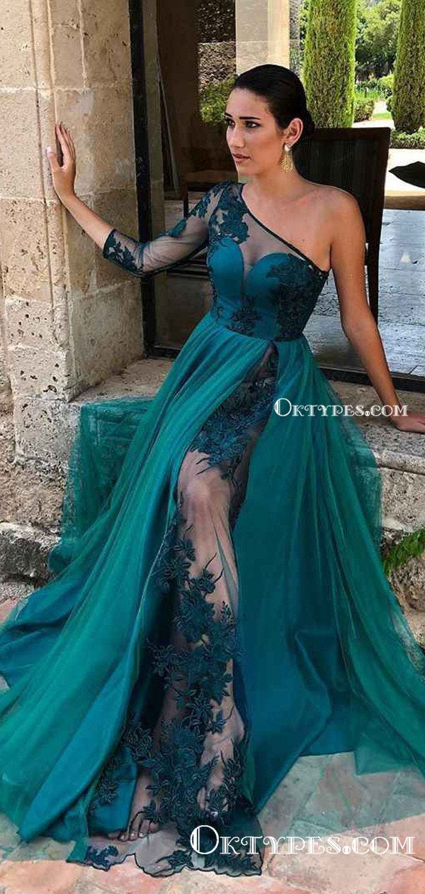 Green prom dress with sleeves-Sex photo